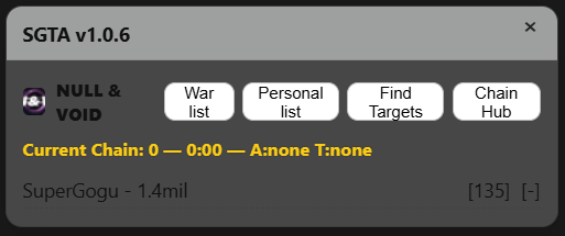 Main panel — logged in state