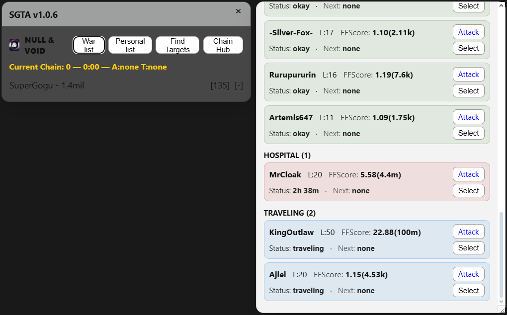 War list panel (example 2)